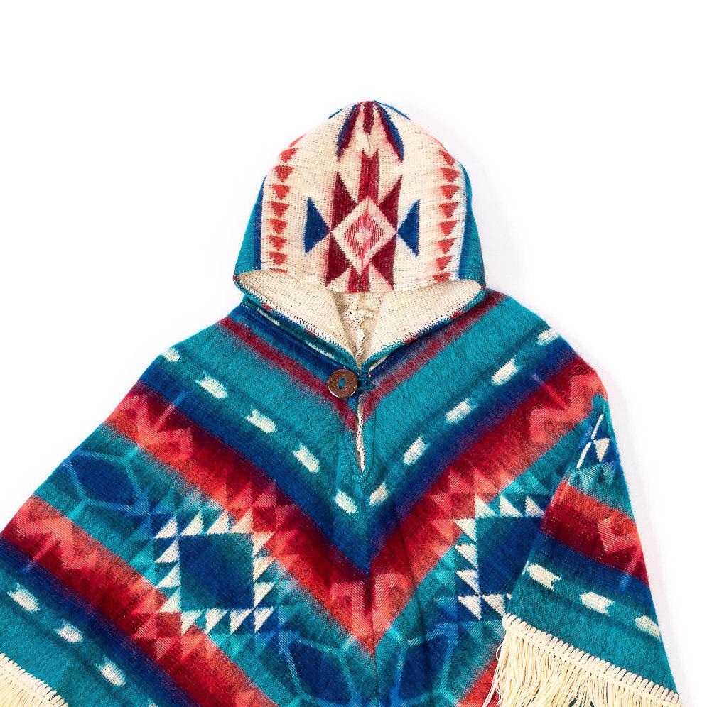 Alpaca Child Poncho - Art Andina - Unisex baby poncho, Alpaca poncho, Blue poncho toddler, Unisex kid outerwear, hoodie toddler, boho baby, ethnic print poncho, poncho boy