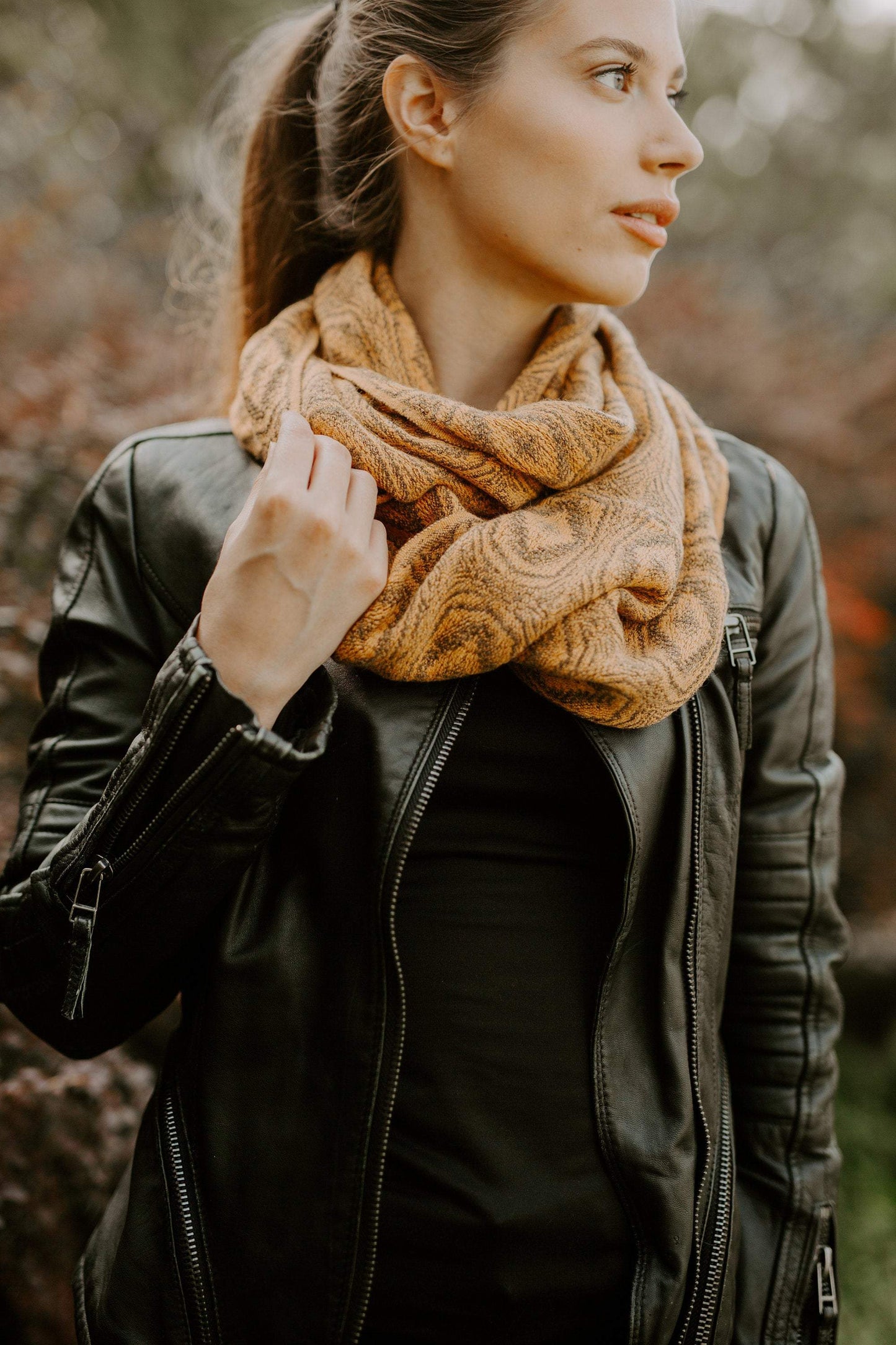Alpaca infinity scarf - Mustard - Art Andina - Alpaca scarf - Infinity scarf alpaca - Mustard Infinity Scarf - Tube scarf - Hygge scarf - Loop scarf - Warm knit - Boho infinity scarf -