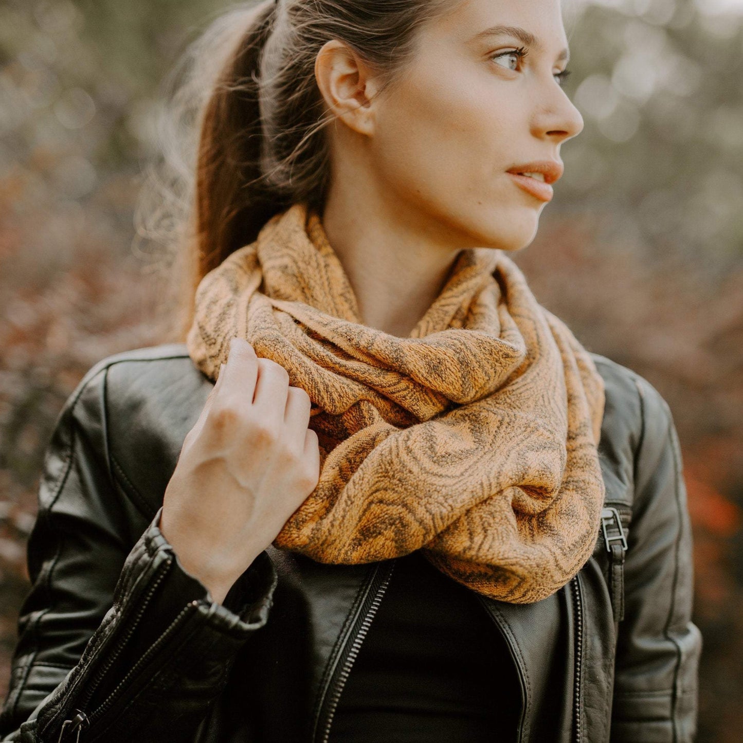 Alpaca infinity scarf - Mustard - Art Andina - Alpaca scarf - Infinity scarf alpaca - Mustard Infinity Scarf - Tube scarf - Hygge scarf - Loop scarf - Warm knit - Boho infinity scarf -