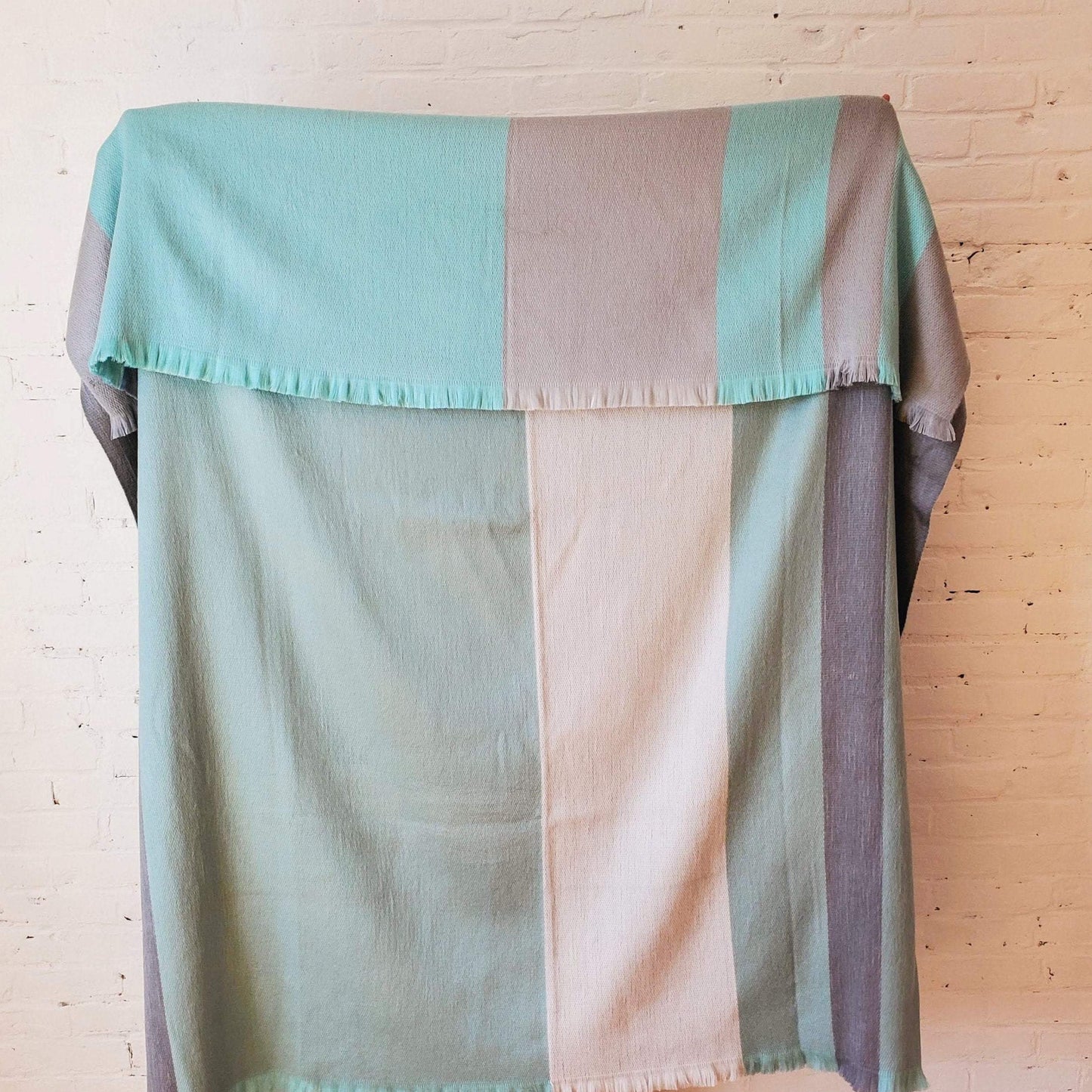 Alpaca reversible blanket - Verano - Art Andina - Alpaca wool blanket - Boho throw blanket - Color Block Blanket - Modern throw blanket - meditation blanket yoga -Minimalist geo blanket