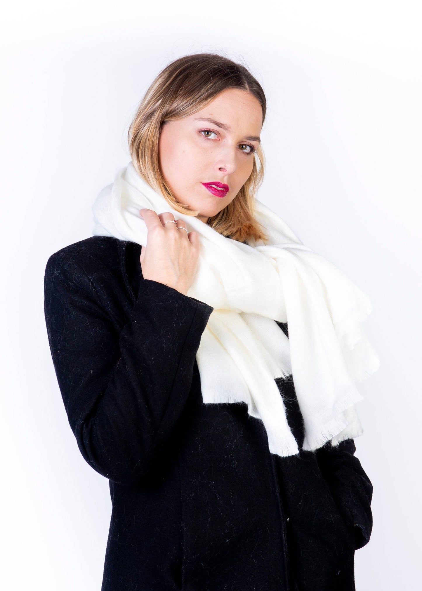 White Wedding Shawl, White Alpaca shawl - Art Andina - White Wedding Shawl, White Alpaca shawl