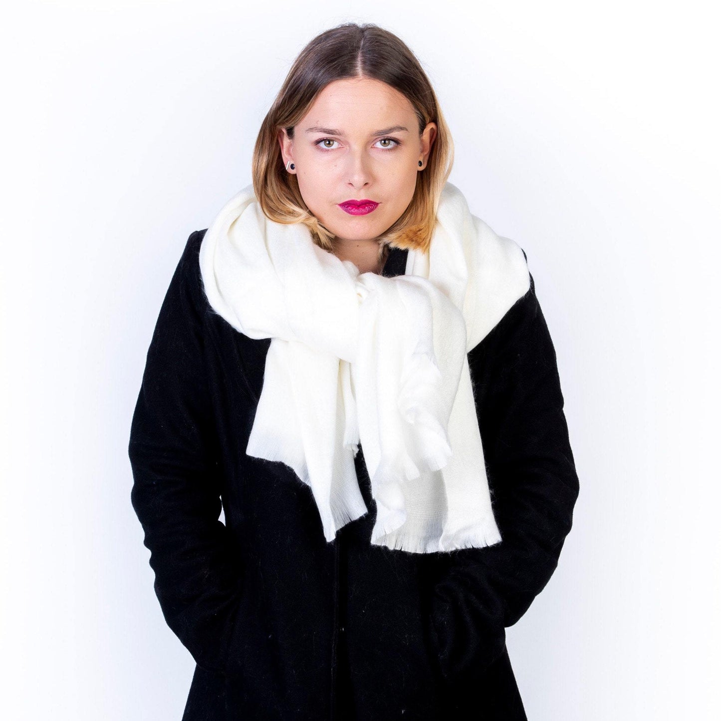 White Wedding Shawl, White Alpaca shawl - Art Andina - White Wedding Shawl, White Alpaca shawl