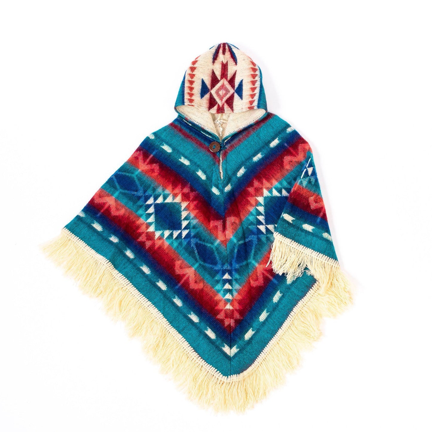 Alpaca Child Poncho - Art Andina - Unisex baby poncho, Alpaca poncho, Blue poncho toddler, Unisex kid outerwear, hoodie toddler, boho baby, ethnic print poncho, poncho boy