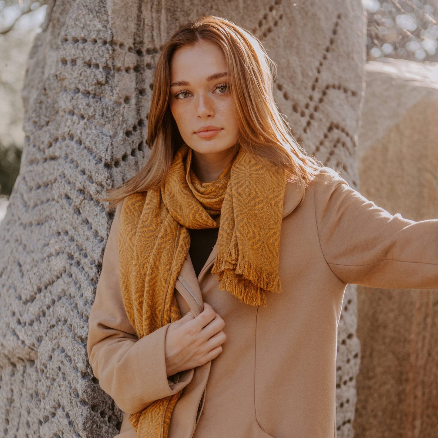 Alpaca mustard scarf - Art Andina - Alpaca mustard scarf