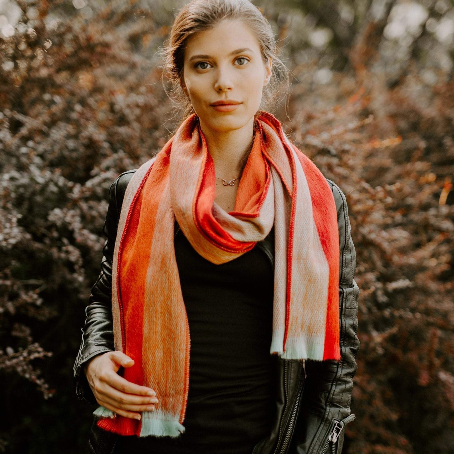 Alpaca Shawl Scarf - Burnt orange - Art Andina - Alpaca Shawl, Alpaca scarf orange tones -Christmas gift alpaca wrap -oversized scarf - Hygge scarf - ombré alpaca shawl, pashmina alpaca