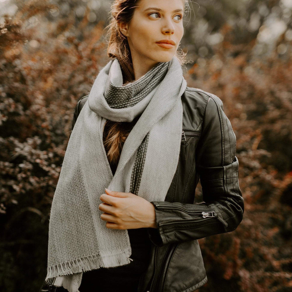 
                  
                    Alpaca shawl scarf - Grey ombré stripes - Art Andina - Alpaca Shawl, Alpaca scarf grey stripes - alpaca wrap wedding - chic oversized scarf - Hygge scarf - ombré alpaca shawl, pashmina alpaca
                  
                